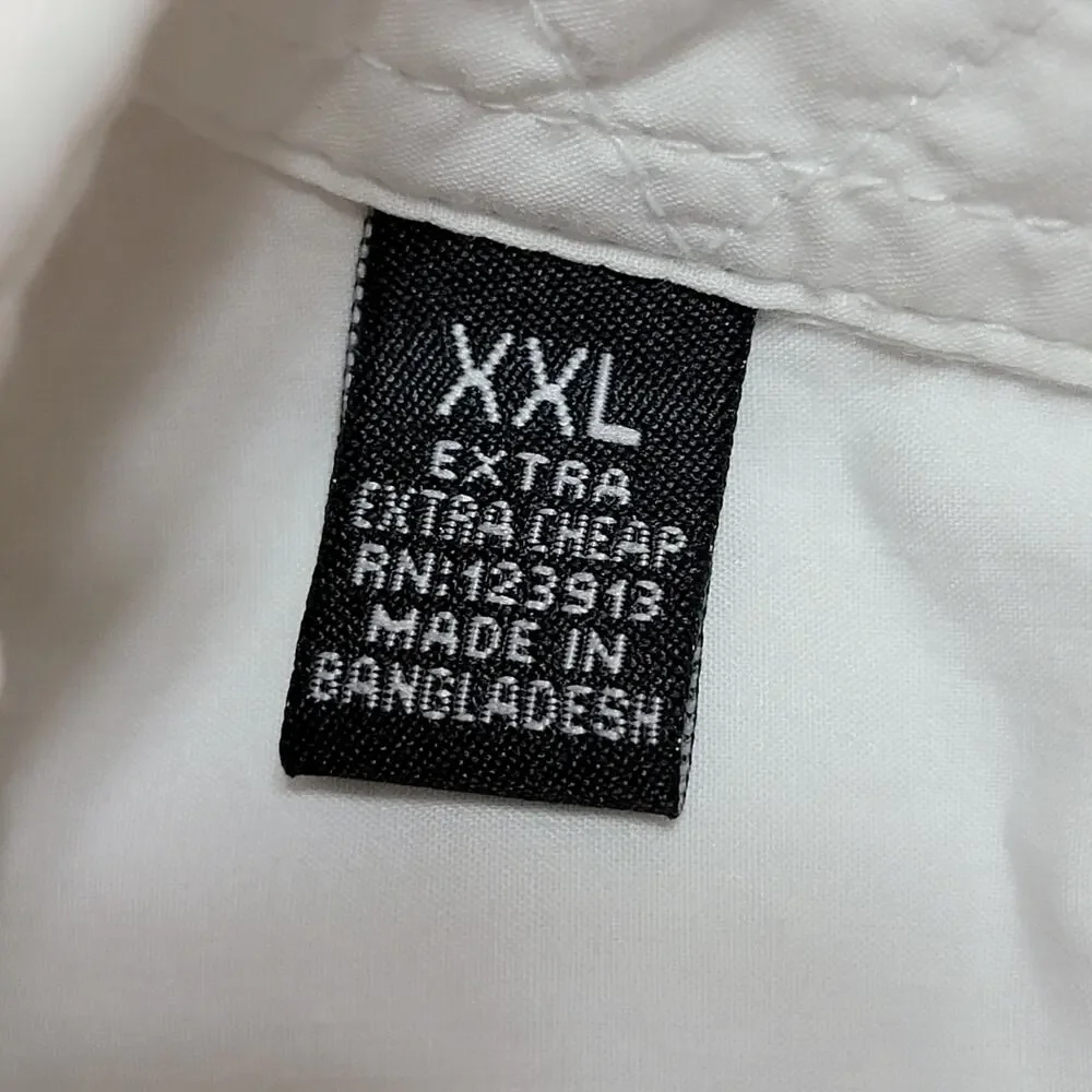 Just A Cheap Shirt White Full Button w/ Patches - Size XXL*